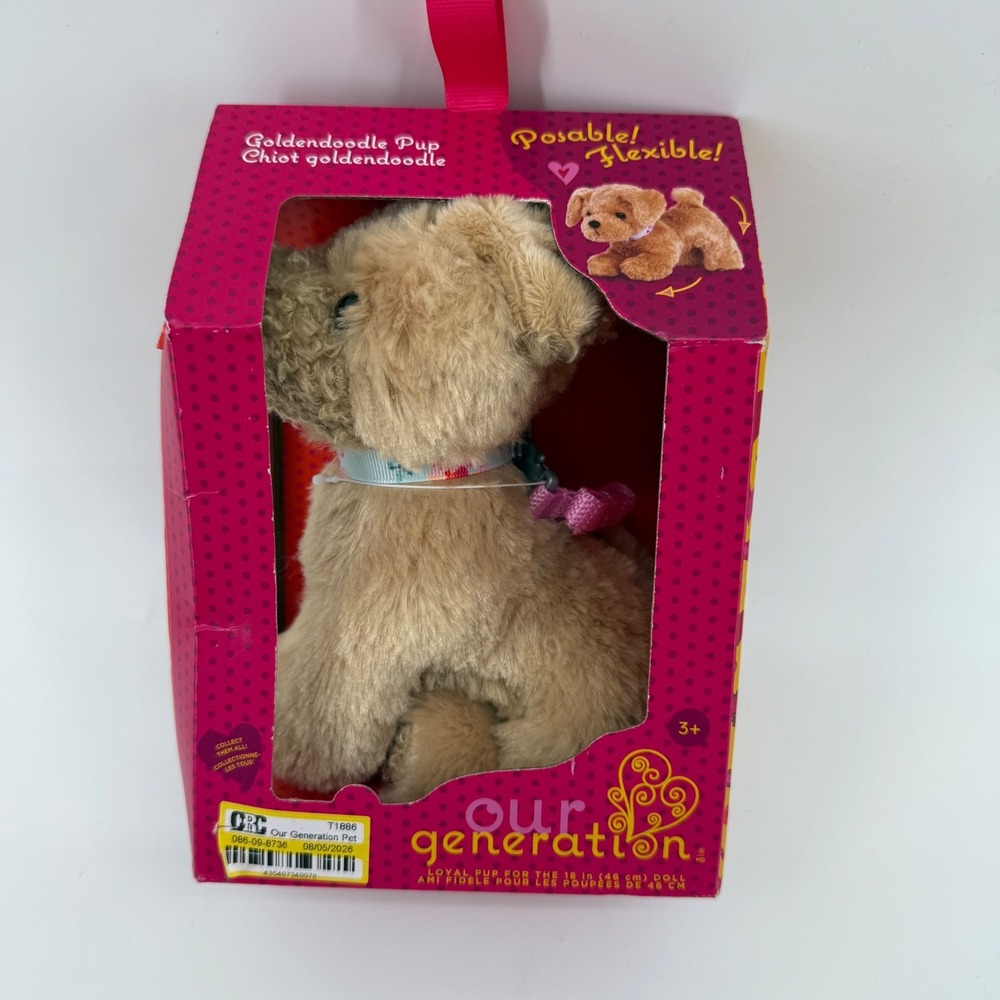 Our Generation Goldendoodle Pup Posable Plush Dog for 18 Inch Dolls Tan New